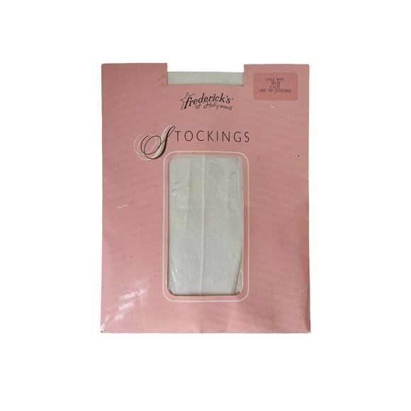 1990s NIP Fredricks Of Hollywood White Seamless Lace Top Stockings Size OS - Picture 3 of 3